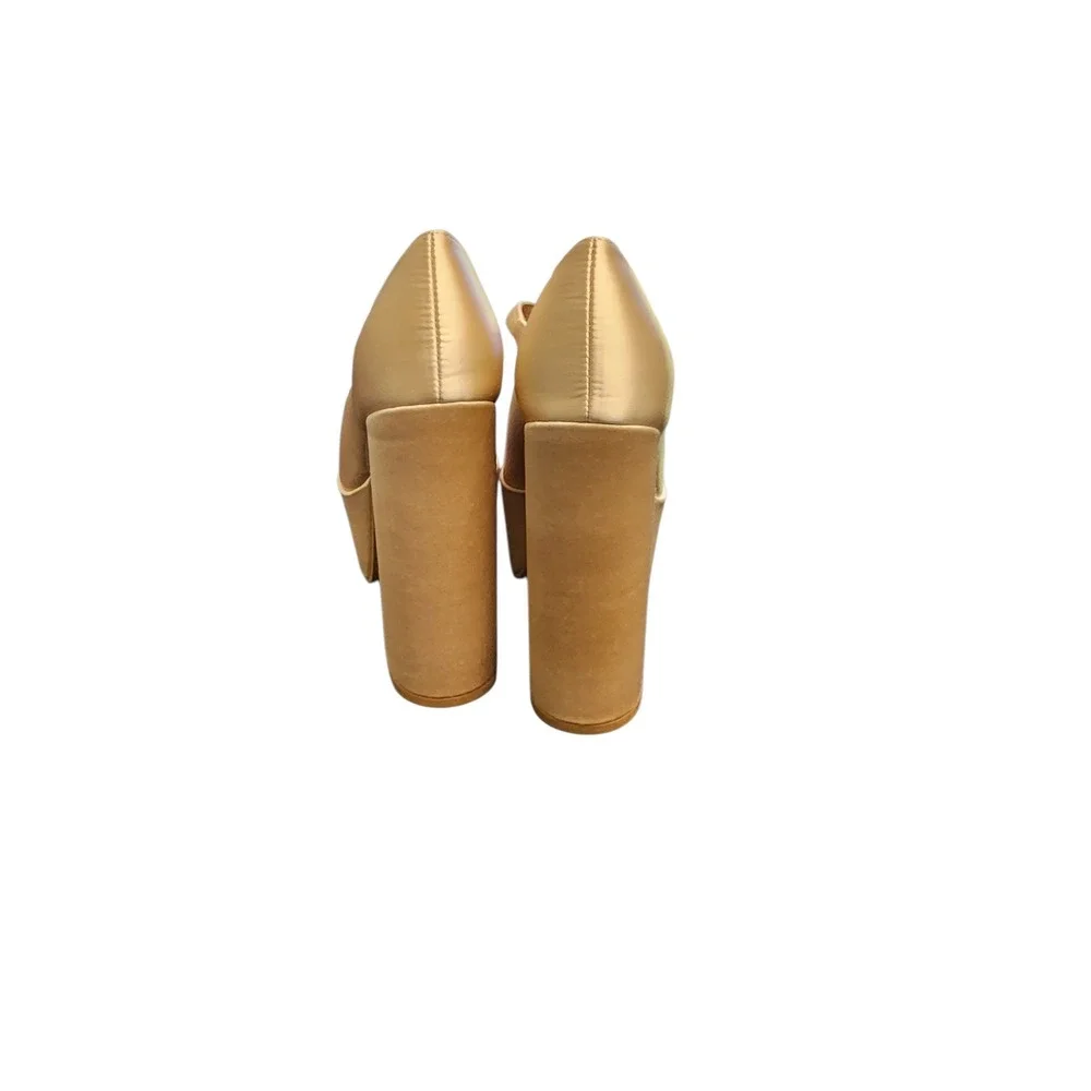 Lisa Vicky Mary Jane Platform Pumps Womens 6M Champagne Satin‎ Good